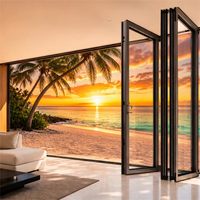 Porte accordéon double vitrage extérieure de qualité supérieure NFRC pour hôtel, porte pliante en aluminium avec isolation phonique