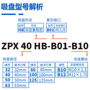 Ventosa de Vacío de Alta Resistencia para Brazos Robóticos para Modelos ZPX40HB/50HB/63HB/80HB/100HB/125HB-B01-B10 - Product Image 2
