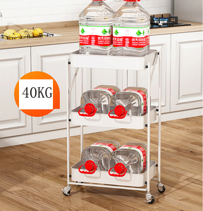 Estante de piso multicapa para cocina doméstica, estante de almacenamiento plegable giratorio móvil con carrito para aperitivos de libros de verduras - Product Image 6