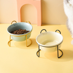 Comedero Elevado de Cerámica Verde, Amarillo y Azul para Mascotas, Perros y Gatos, con Soporte - Product Image 5