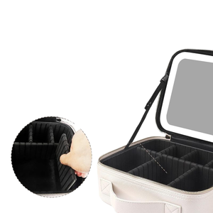 Gran capacidad de moda portátil artista almacenamiento maquillaje bolsa espejo luz cierre abierto viaje cosmético tren caso organizador - Product Image 3