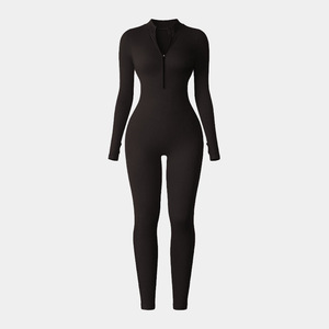 <span class=keywords><strong>Mono</strong></span> Deportivo de Yoga para Mujer, de Una Pieza, Transpirable, Sin Costuras, con Cierre, Cuello Alto, Mangas Largas y Orificios para Pulgares - Product Image 6