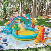 Intex Dinoland Aufblasbares Spielcenter 302cm X 229cm X 112cm Kinderpool mit Rutsche Aufblasbarer Wasserpark-Pool
