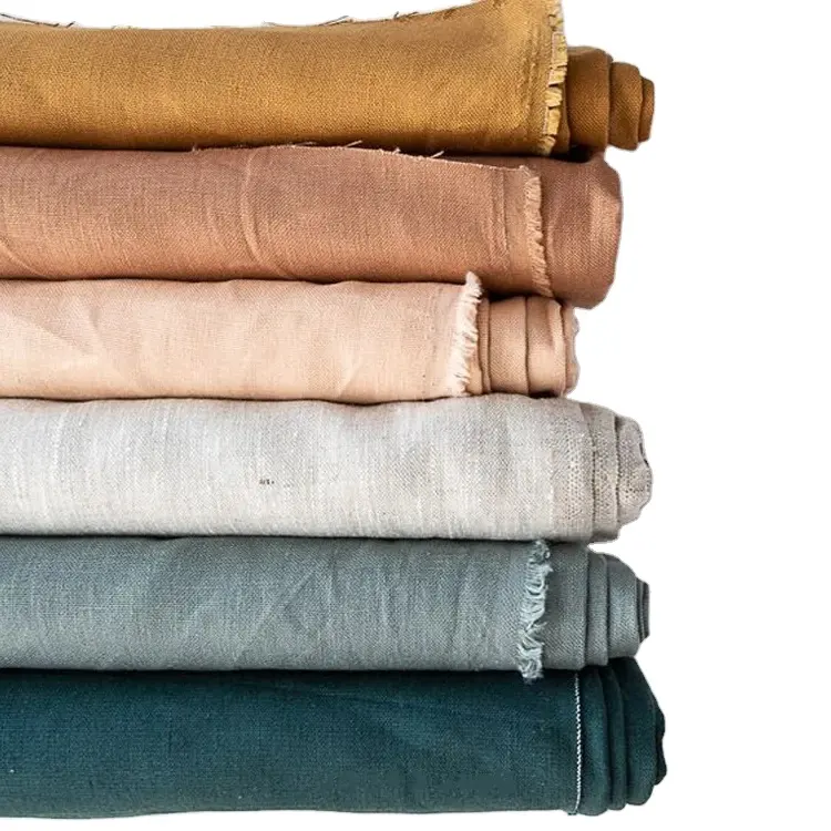 Woven Plain Printed Linen Sofa Fabric Poplin Fabric Eco-friendly Pure 100% Linen for Dress Shirt Linen Plaid Microfiber Fabric