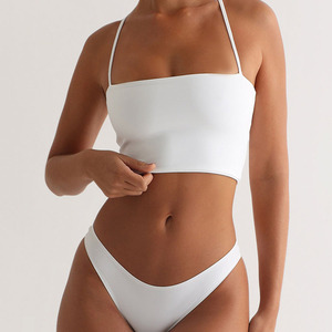 2025 femmes basique gymnastique haut court respirant été actif Bandeau réglable fines bretelles avant basique athleisure <span class=keywords><strong>Fitness</strong></span> blanc - Product Image 5