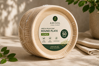 Assiette jetable en feuille de palmier Areca de 12 pouces |   Assiette de restauration robuste, compostable, écologique, qualité export premium