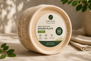 Plato Desechable Redondo de Hoja de Palma Areca de 12 Pulgadas |   Plato de Catering Resistente, Compostable y Ecológico - Product Image 2