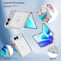 Étui magnétique transparent à paillettes pour iPhone Duo, protection de charnière en PC et TPU pour téléphone pliable, vente en gros, logo personnalisé OEM