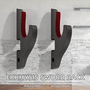 Supporto da Parete per Spada in Legno Ekkhysis, Gancio Imbottito in Velluto, Espositore Regolabile, Rastrelliera Non Pieghevole per Spada Samurai e Tanto - Product Image 4