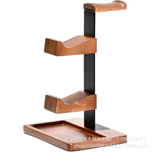 Iron And Wood Game <b>Controller</b> And Headphone <b>Stand</b> Double Layer Holder With Button Cap Storage For Desktop Use - Product Image 5