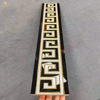 Carreaux de bordure en céramique Springletile, motif clé grecque noir et blanc doré, marbre poli, pour décoration intérieure