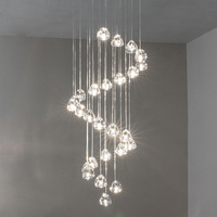 Lustre en cristal luxueux à hauteur réglable, rond, à baldaquin, pour escalier de bâtiment duplex
