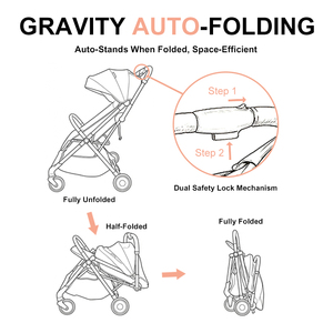 Poussette de voyage avec fonction de pliage à une main, design léger, pliage compact et réglage sur 3 niveaux, poussettes pour bébés - Product Image 5