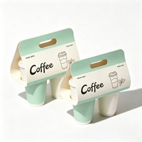 Portavasos de Papel Desechable para 2 Tazas de Café con Logotipo Personalizado, Portavasos de Papel para Llevar con Asa