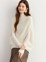 Gilet en cachemire tricoté 7 fils à col semi-montant pour femme, style cape sans manches, pull en laine polyvalent pour superposition, idéal pour l'hiver décontracté