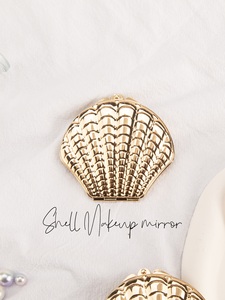 Wholesale Custom Logo Ocean Shell Metal Pocket <b>Mirror</b> Gold Silver Plated Folding Double Sided HD Glass Vanity <b>Mirror</b> Supply - Product Image 2