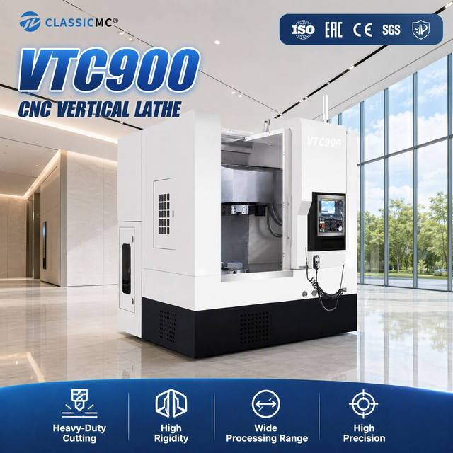 VTC900 Vertical CNC Lathe 12 Station Tool Turret High Precision Metal Cutting FANUC Control System Factory Price Auto Parts