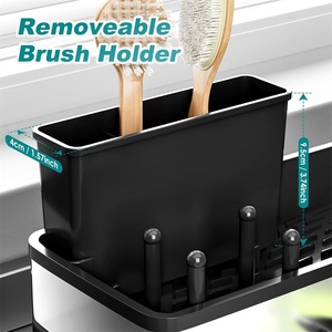 Support d'évier de cuisine en acier inoxydable antirouille à un niveau, <span class=keywords><strong>porte</strong></span>-éponge à vidange automatique, organisateur moderne avec barre <span class=keywords><strong>porte</strong></span>-serviettes, vente en gros - Product Image 3