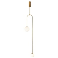 Lustre suspendu de chambre à coucher de luxe minimaliste moderne nordique, lampe créative en verre en forme de boule, LED dorée en U, très tendance