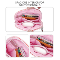 Dompet Wanita Mini dengan Ritsleting, Tempat Kartu, Jendela ID Transparan, Kantong Koin, Ringan, Portabel, dan Gantungan Kunci