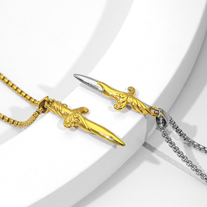 Ensemble de colliers pendentifs croix <span class=keywords><strong>en</strong></span> acier inoxydable pour hommes et femmes or <span class=keywords><strong>argent</strong></span> deux tons symbole religieux chaîne colliers pendentifs à la mode - Product Image 5