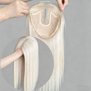 Expédition sous 48h Grand Topper en dentelle suisse en forme de T 8x10 Cheveux vierges européens bruts Toupet capillaire Ligne de cheveux naturelle pré-épilée - Product Image 1