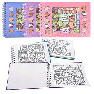 Carnet de coloriage pour enfants A5, motif ours de dessin animé mignon, livre de peinture, reliure spirale, carnet de croquis et de gribouillage pour aquarelle - Product Image 2