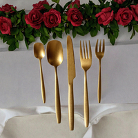 Ensemble de couverts en or mat antique, couverts en acier inoxydable pour la décoration de table de mariage, vente en gros