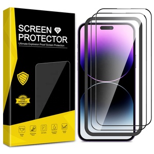 3 paquetes para <span class=keywords><strong>iPhone</strong></span> 13 15 16 14 12 Pro Max Protector de pantalla de vidrio templado antiarañazos impermeable sin manchas absorción de golpes - Product Image 1