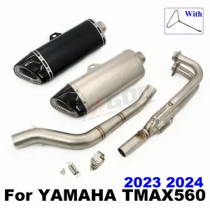 Para <span class=keywords><strong>YAMAHA</strong></span> TMAX 560 <span class=keywords><strong>T</strong></span> <span class=keywords><strong>MAX</strong></span> <span class=keywords><strong>2023</strong></span> 2024 Escape de motocicleta Moto Sistema de codo de bicicleta completo Tubo de enlace medio delantero deslizante P426 - Product Image 2
