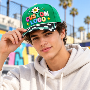 Casquette de baseball personnalisée avec logo, vert menthe, motif pois turquoise, visière à motif marguerite, sergé doux, boucle réglable, cadeau promotionnel extérieur - Product Image 5
