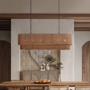 Lampada a Sospensione Lineare in Rattan Intrecciato Naturale Stile Zen Giapponese per Ristoranti e Caffè - Product Image 5