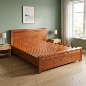 1.4m Japanese Traditional Modern Design <b>Platform</b> <b>Bed</b> <b>Frame</b> Mahogany Solid Wood Storage PU Surface Double Queen King Sizes Home - Product Image 3