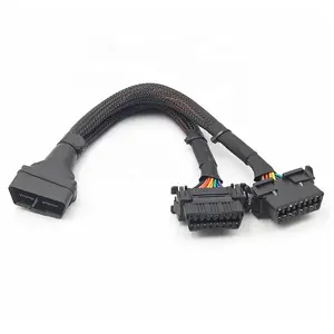 30cm Length One Male To Two Female 1IN2 Converted Cable OBD2 Elbow Extension Cable With 16Pin connected