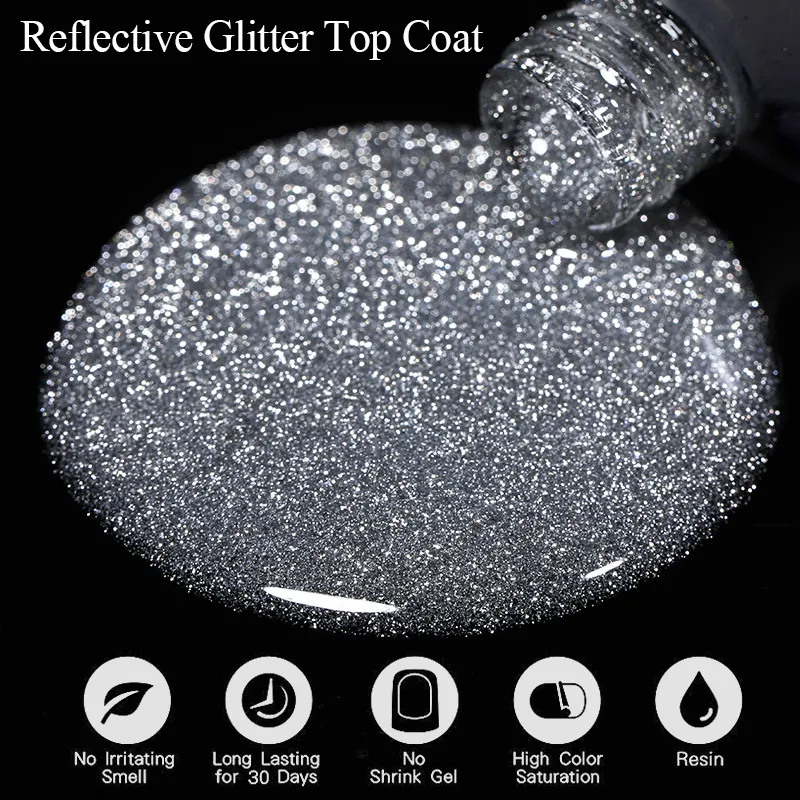 BORN PRETTY 1kg Disco Reflective Gel Nail Polish Raw Materials Resin Glitter Gel Reflective Top Coat In Bulk For Nail Art