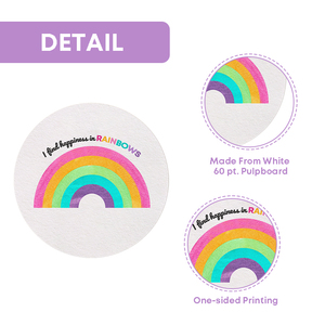 Xieli Vietnam Portabicchieri Rotondi in Carta Usa e Getta Personalizzati con Motivo Arcobaleno 'Trovo la Felicità nell'Arcobaleno' - Product Image 4