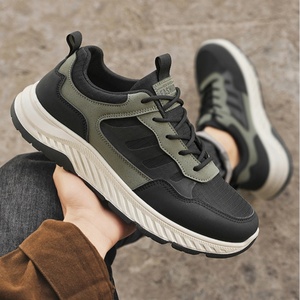 Chaussures de course respirantes en maille à lacets pour hommes, baskets rehaussantes à semelle pour l'automne, avec empeigne en tissu fonctionnelle et polyvalente - Product Image 1