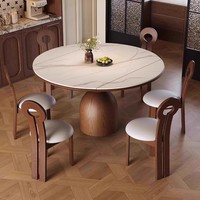 Table de salle à manger en bois massif, ronde, couleurs personnalisables, style moderne, pour hôtel, avec 6 chaises - Ventes flash
