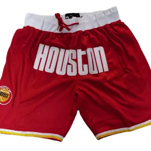 Buitenlandse Handel Groothandel Raket Retro Basketbal Shorts, Hoge Kwaliteit Borduurwerk Dubbele Mesh Basketbal Shorts