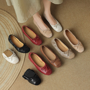 Scarpe basse personalizzate Xinzirain con suola morbida, logo personalizzato, in vera pelle, pieghevoli, da donna, stile <span class=keywords><strong>ballerine</strong></span>. - Product Image 1