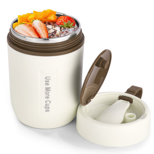 12oz Insulated Food Jar 304 Stainless Steel Vacuum Thermos with Foldable Spoon Leak Proof BPA Free for Hot Food <b>Soup</b> Oatmeal - Product Image 1