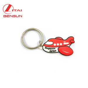 Porte-clés en PVC souple personnalisé en gros, légers, imprimés en sérigraphie, avec anneaux, en vrac - Product Image 2