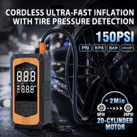 Compresseur d'air portable ABS pour gonflage de pneus, 150 PSI, manomètre numérique, arrêt automatique, gonflage rapide pour