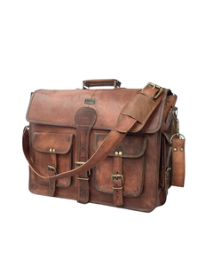 Sac messager en cuir marron vintage personnalisé, sacoche pour ordinateur portable, pour le bureau, les affaires et les voyages - Product Image 4
