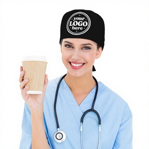 Black Surgical Scrub Cap Woven Cotton Medical Hair Net Protective Head Cover Hospital Clinic Unisex Scrub Sets Made Bangladesh - Product Image 2