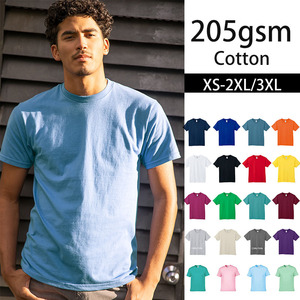 เสื้อยืดคอกลมแบบพื้นฐานสำหรับทุกเพศ สีดำ สีขาว ผ้าฝ้าย 205 กรัม เสื้อยืดเปล่าสำหรับผู้ชาย ปรับแต่งได้ เหมาะสำหรับการพิมพ์ - Product Image 1