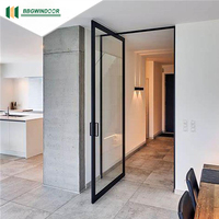Porte d'entrée pivotante en acier inoxydable modernisée Lukliving avec isolation thermique pour villa (taille et couleur personnalisables)