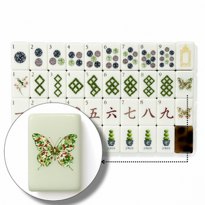 Juego de Mahjong Americano con Diseño de Caparazón de Tortuga, Fichas Acrílicas de Triple Capa de 1.44 Pulgadas, 160 Piezas, Jardín de Mariposas Botánico, Plegable por un Solo Lado - Product Image 4