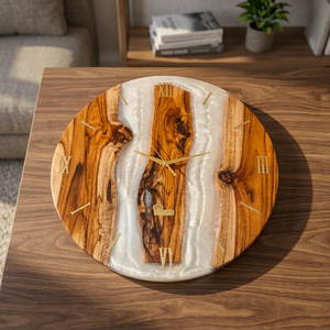 Premium Epoxy Resin Wooden Wall <b>Clock</b> – Handmade Decorative Wall <b>Clock</b> for Home & Hotel - Product Image 1