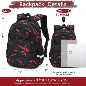 Zaino Smart da 17 Pollici per Uomo e Ragazzo, Borsa Scolastica <span class=keywords><strong>in</strong></span> Oxford con USB, Grande Capacità - Product Image 3